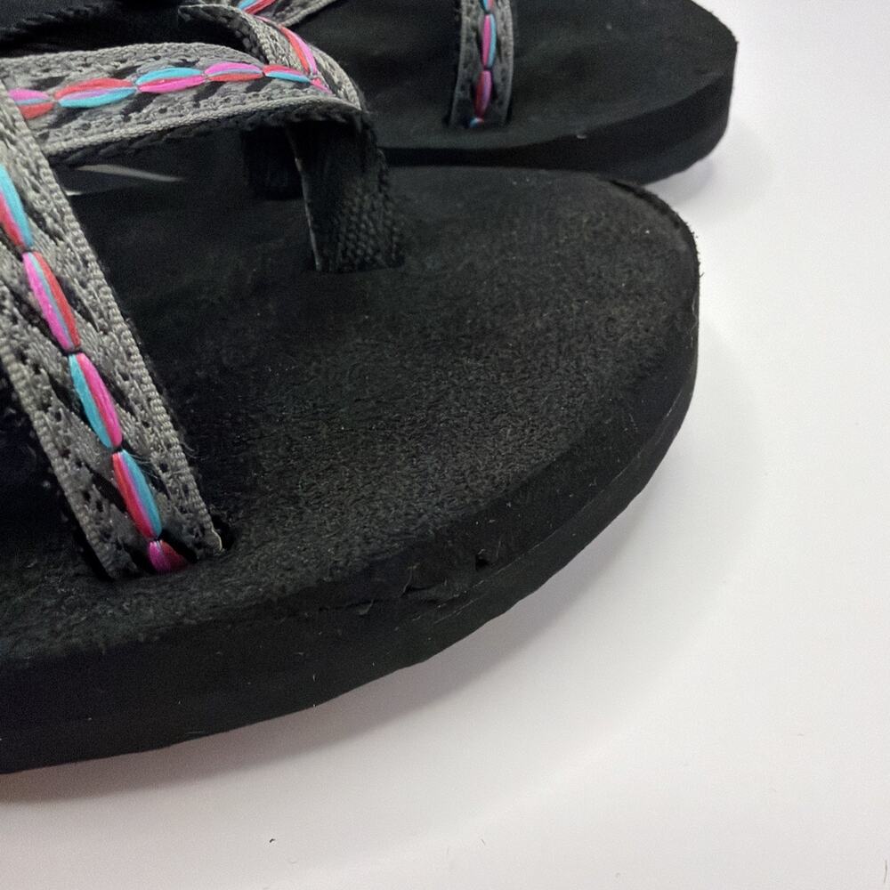 Teva Sandals Womens 9 Olowahu Casual Slip On Flip Flops Flats 6840 Black Fabric - Picture 8 of 9